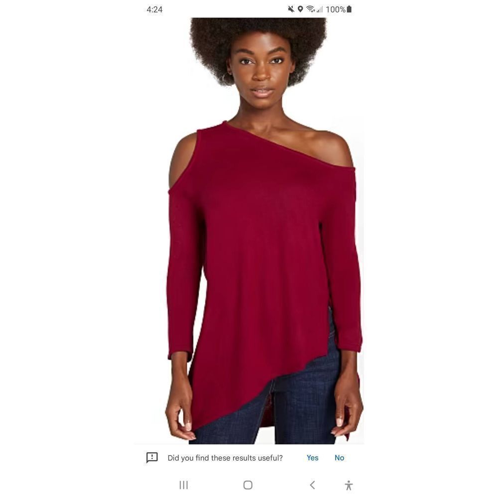 New Large NY&C Berry One Shoulder Knit Sweater New York & Company NWT